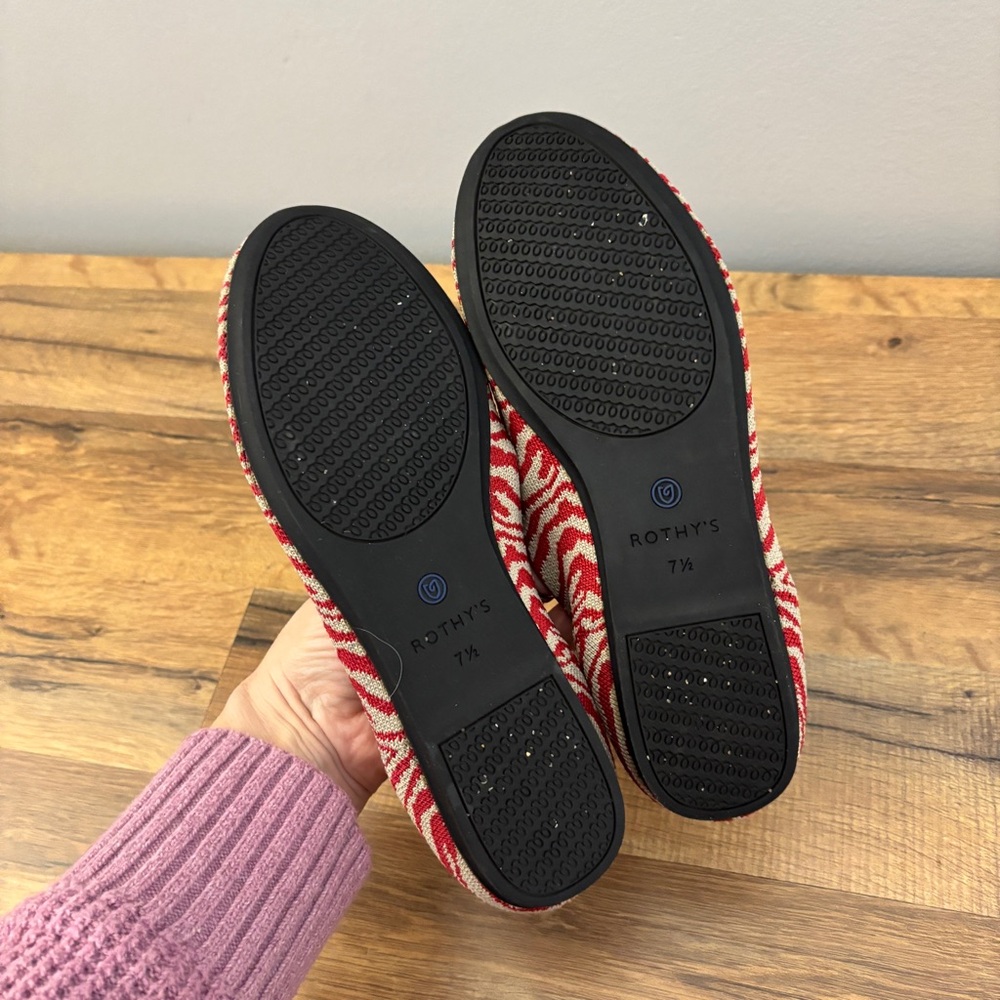 Rothy’s The Loafer Zebra Knit Flats Animal Print Limited Edition Red - Picture 7 of 9